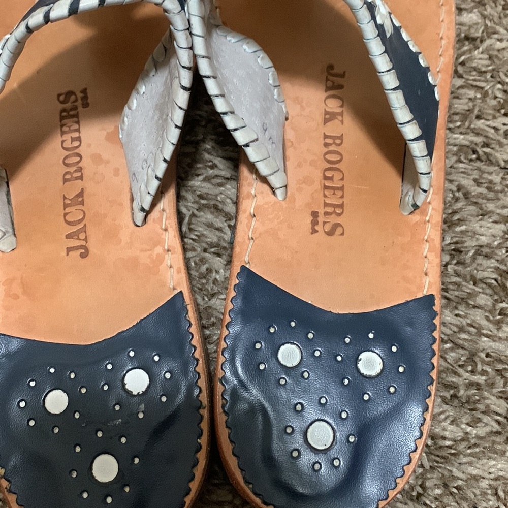 Jack Rogers woman flip flop sandal navy blue & white size 9 - Picture 4 of 7